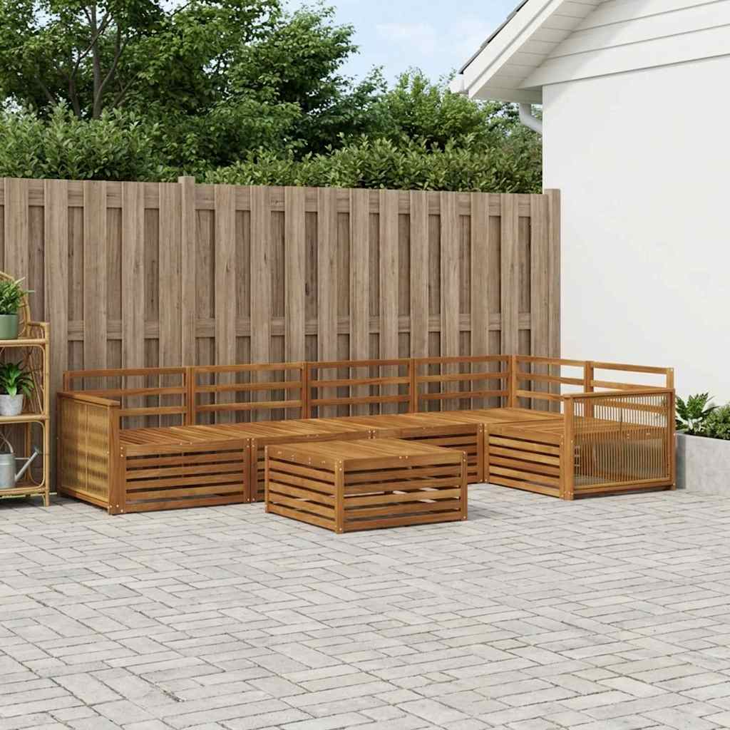Outdoor Sofa Set 6 pcs Natural Solid Acacia Wood