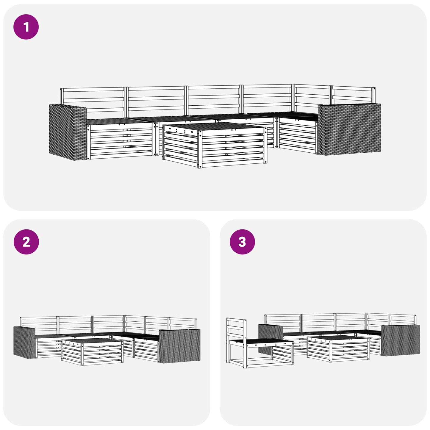 Outdoor Sofa Set 6 pcs Natural 79 x 79 x 37 cm