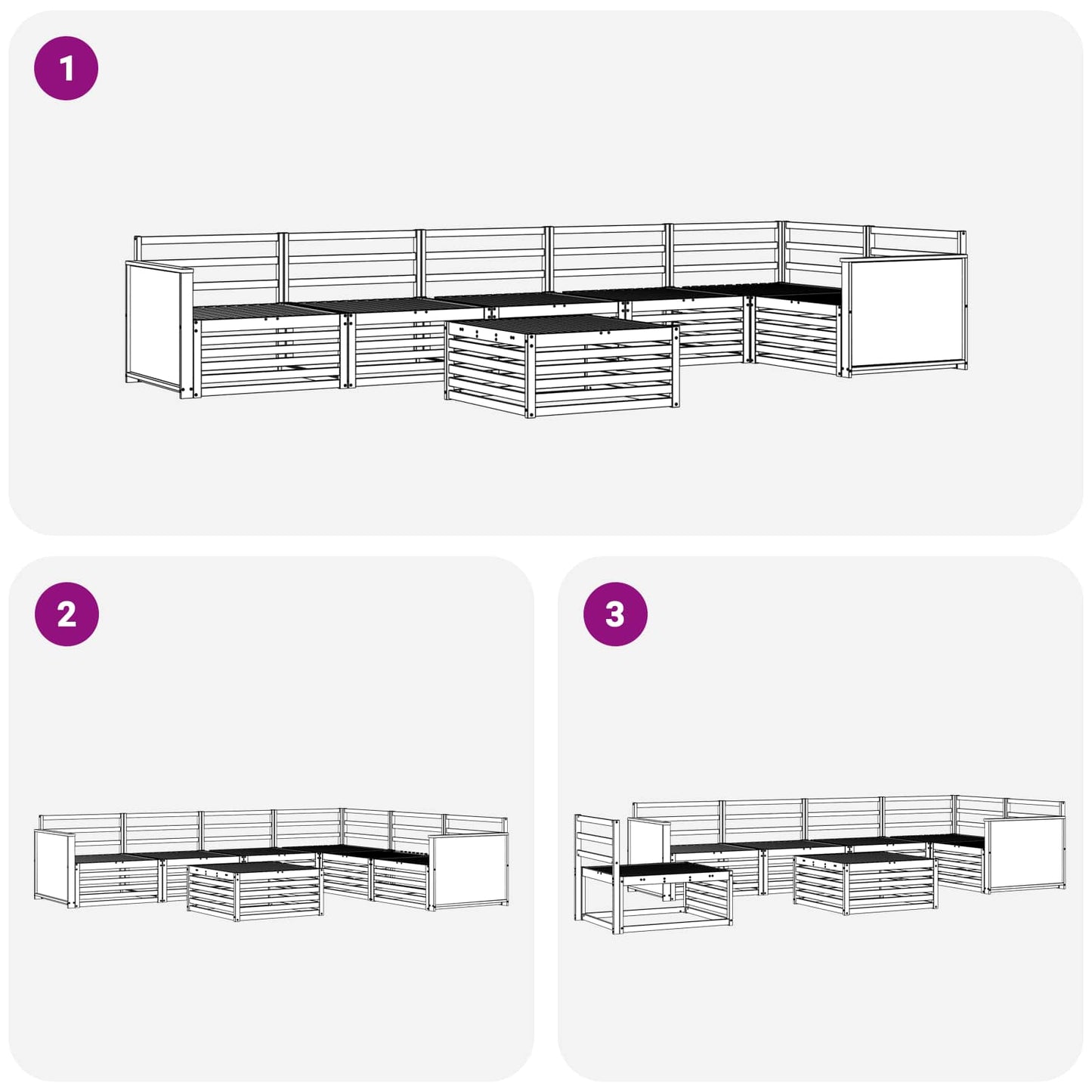 Outdoor Sofa Set 7 pcs Natural 79 x 79 x 37 cm