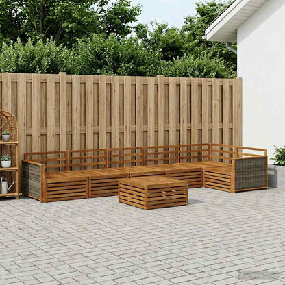Outdoor Sofa Set 7 pcs Natural Solid Acacia Wood