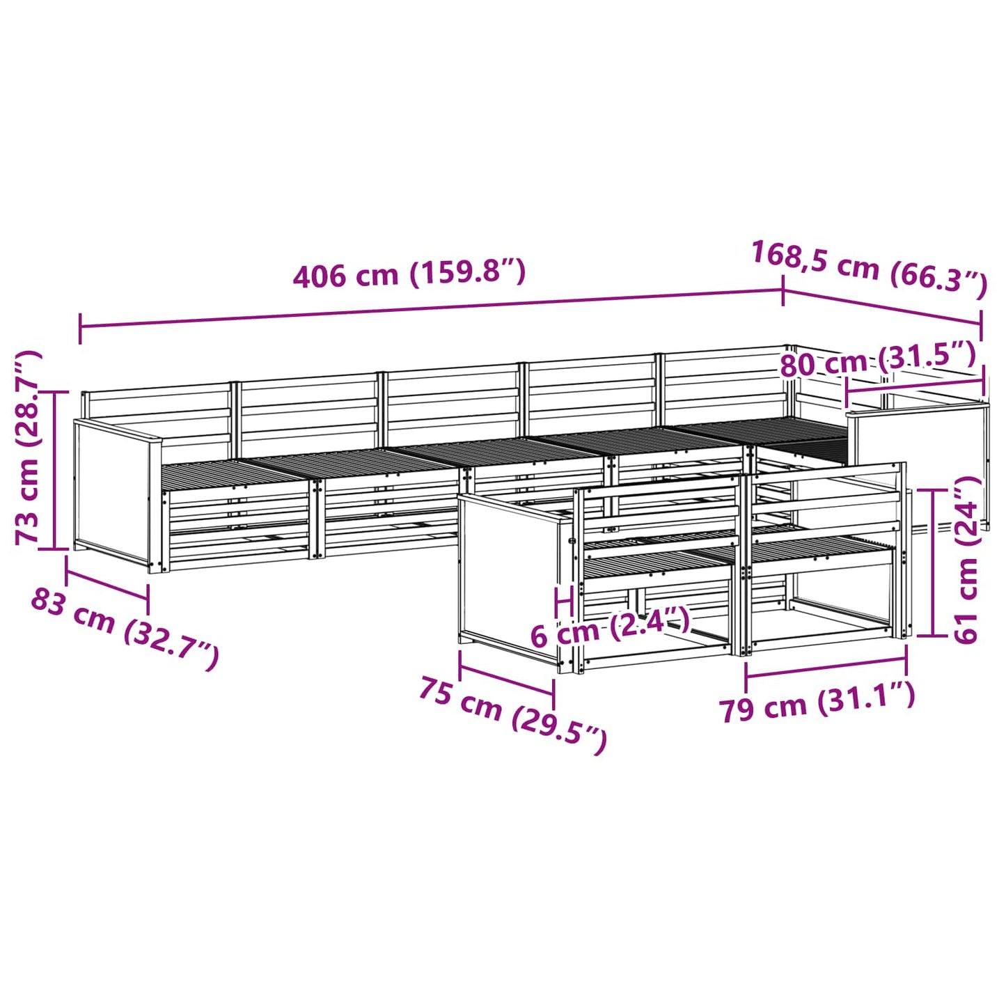 Outdoor Sofa Set 8 pcs Natural
