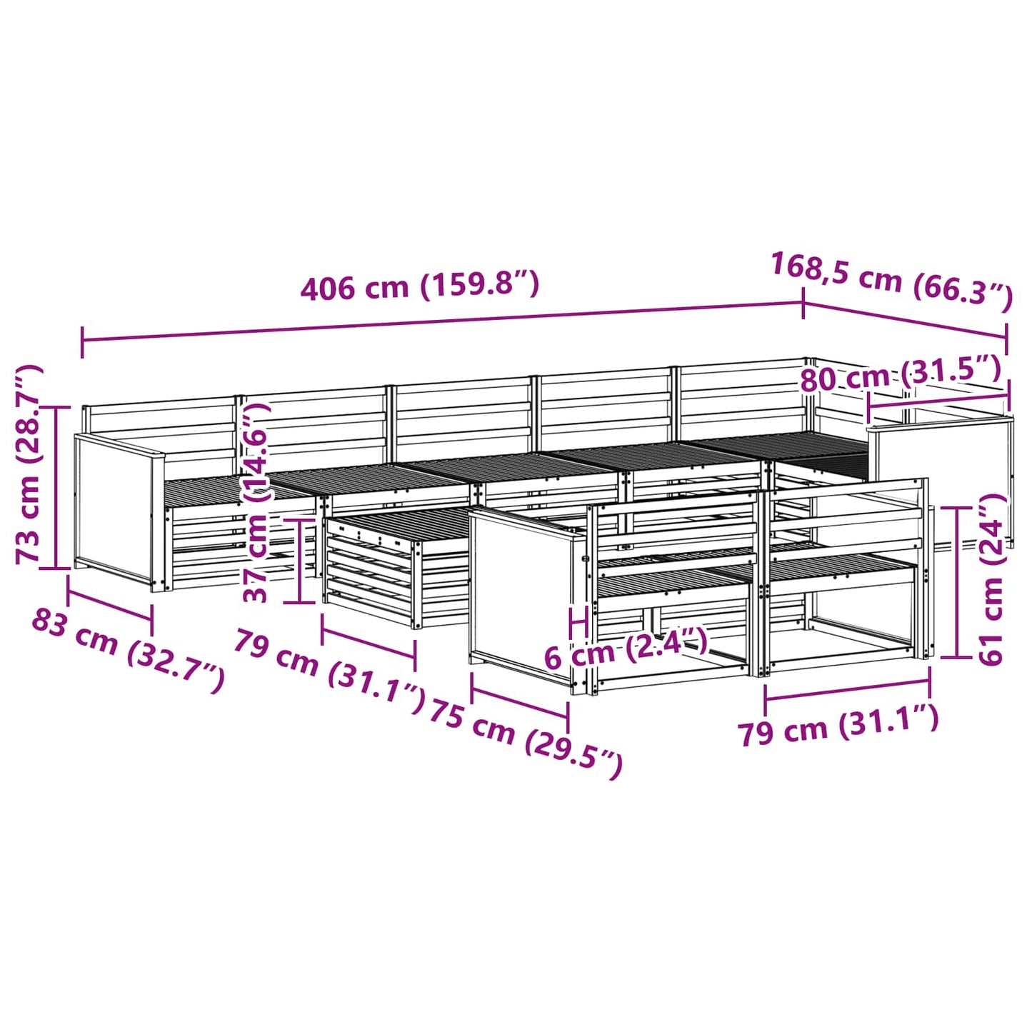 Outdoor Sofa Set 9 pcs