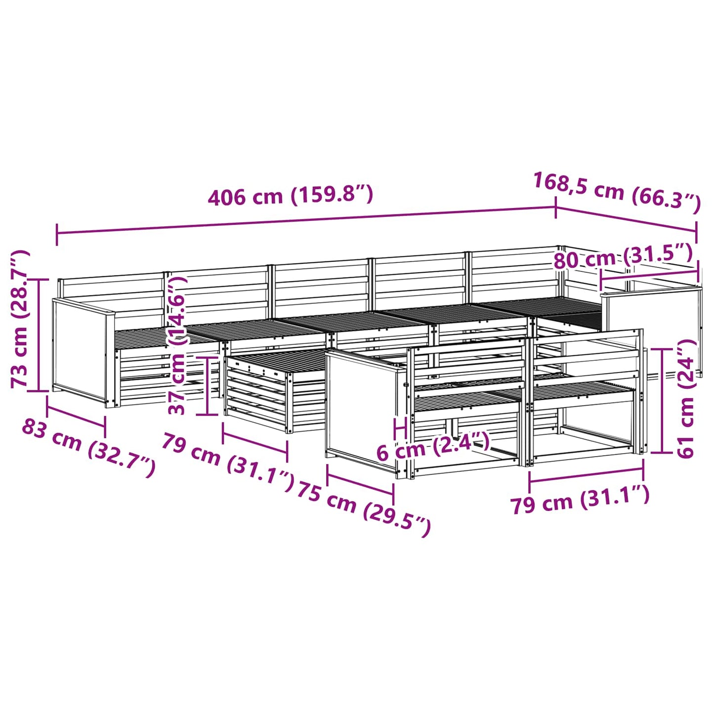 Outdoor Sofa Set 9 pcs