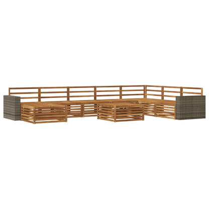 Outdoor Sofa Set 9 pcs Natural Solid Acacia Wood