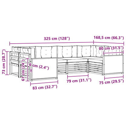 Outdoor Sofa Set 6 pcs Natural