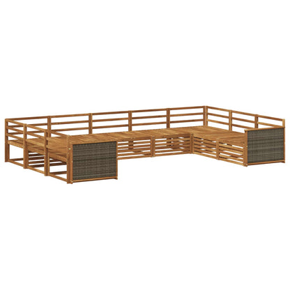 Outdoor Sofa Set 9 pcs Natural Solid Acacia Wood