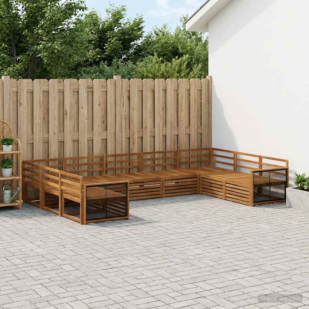 Outdoor Sofa Set 9 pcs Natural Solid Acacia Wood
