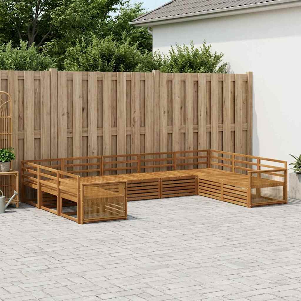 Outdoor Sofa Set 9 pcs Natural Solid Acacia Wood