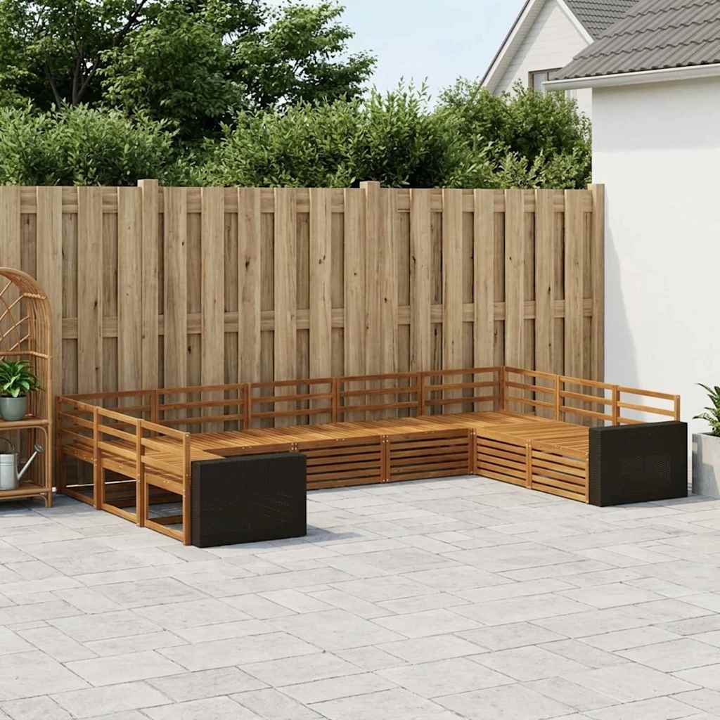 Outdoor Sofa Set 9 pcs Natural Solid Acacia Wood