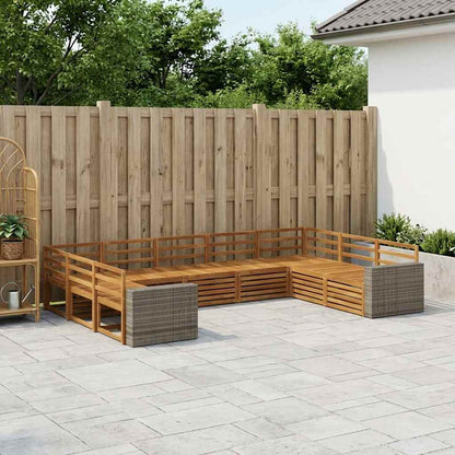 Outdoor Sofa Set 9 pcs Natural Solid Acacia Wood