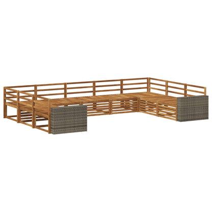 Outdoor Sofa Set 9 pcs Natural Solid Acacia Wood