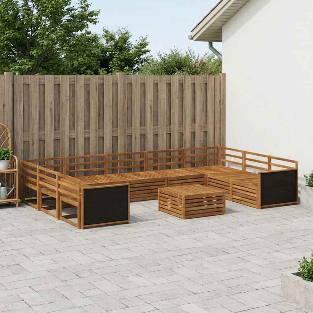 Outdoor Sofa Set 10 pcs Natural Solid Acacia Wood