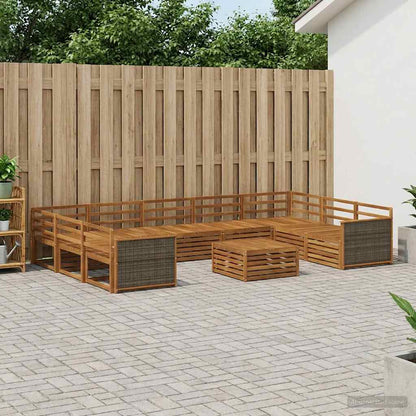 Outdoor Sofa Set 10 pcs Natural Solid Acacia Wood