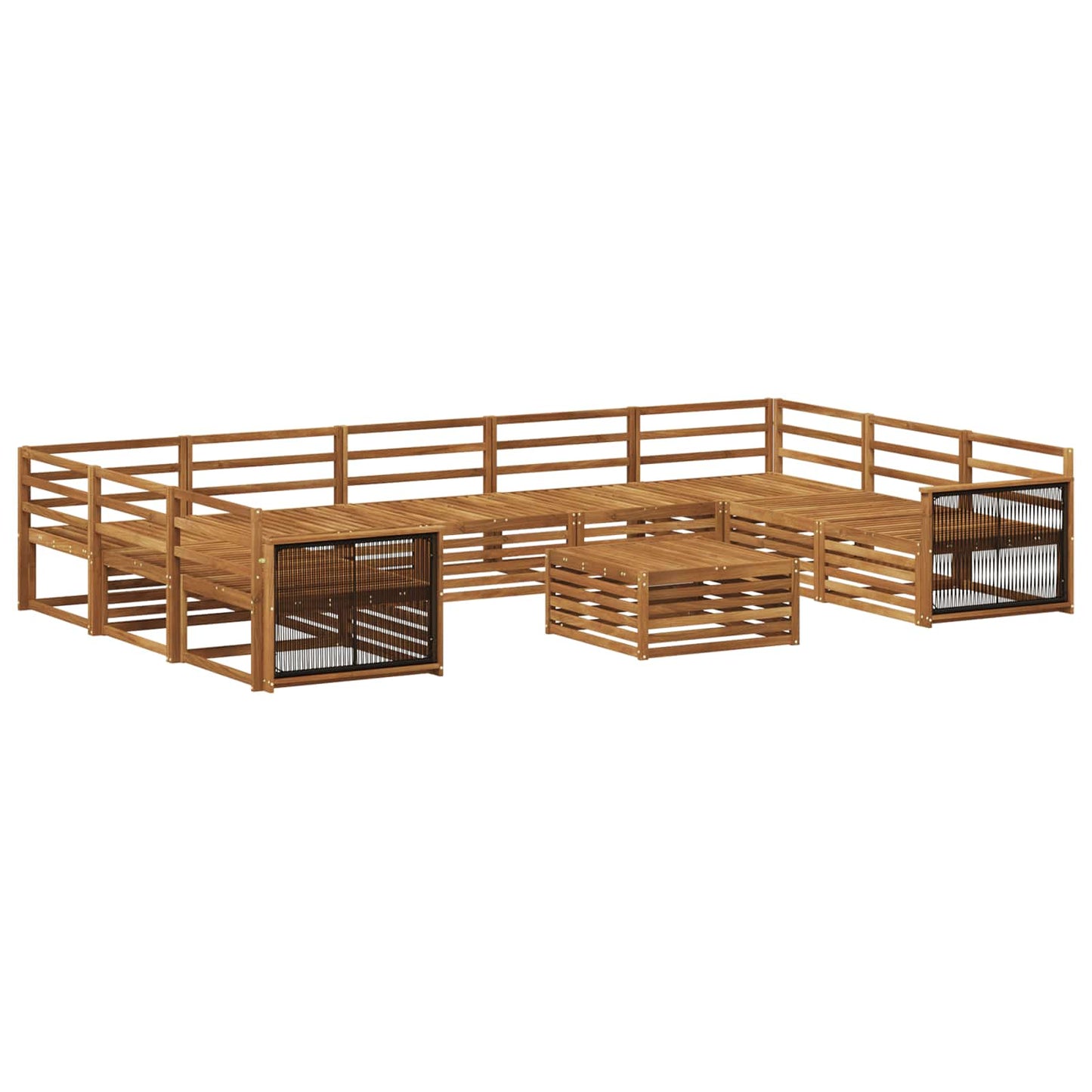 Outdoor Sofa Set 10 pcs Natural Solid Acacia Wood
