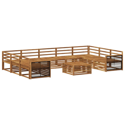 Outdoor Sofa Set 10 pcs Natural Solid Acacia Wood