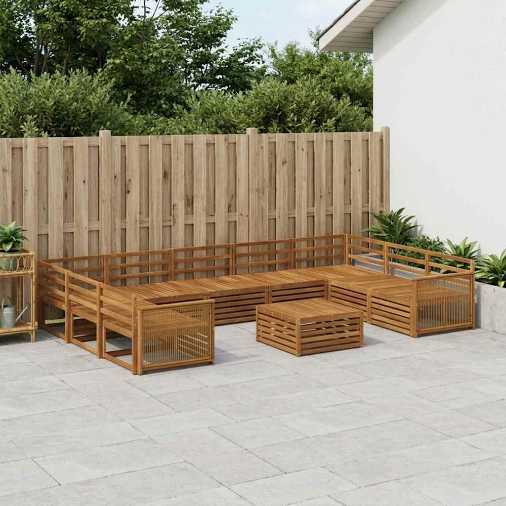 Outdoor Sofa Set 10 pcs Natural Solid Acacia Wood