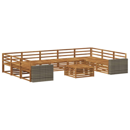 Outdoor Sofa Set 10 pcs Natural Solid Acacia Wood