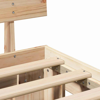 Bed Frame with Headboard Brown 200 x 200 cm Solid Pine Wood