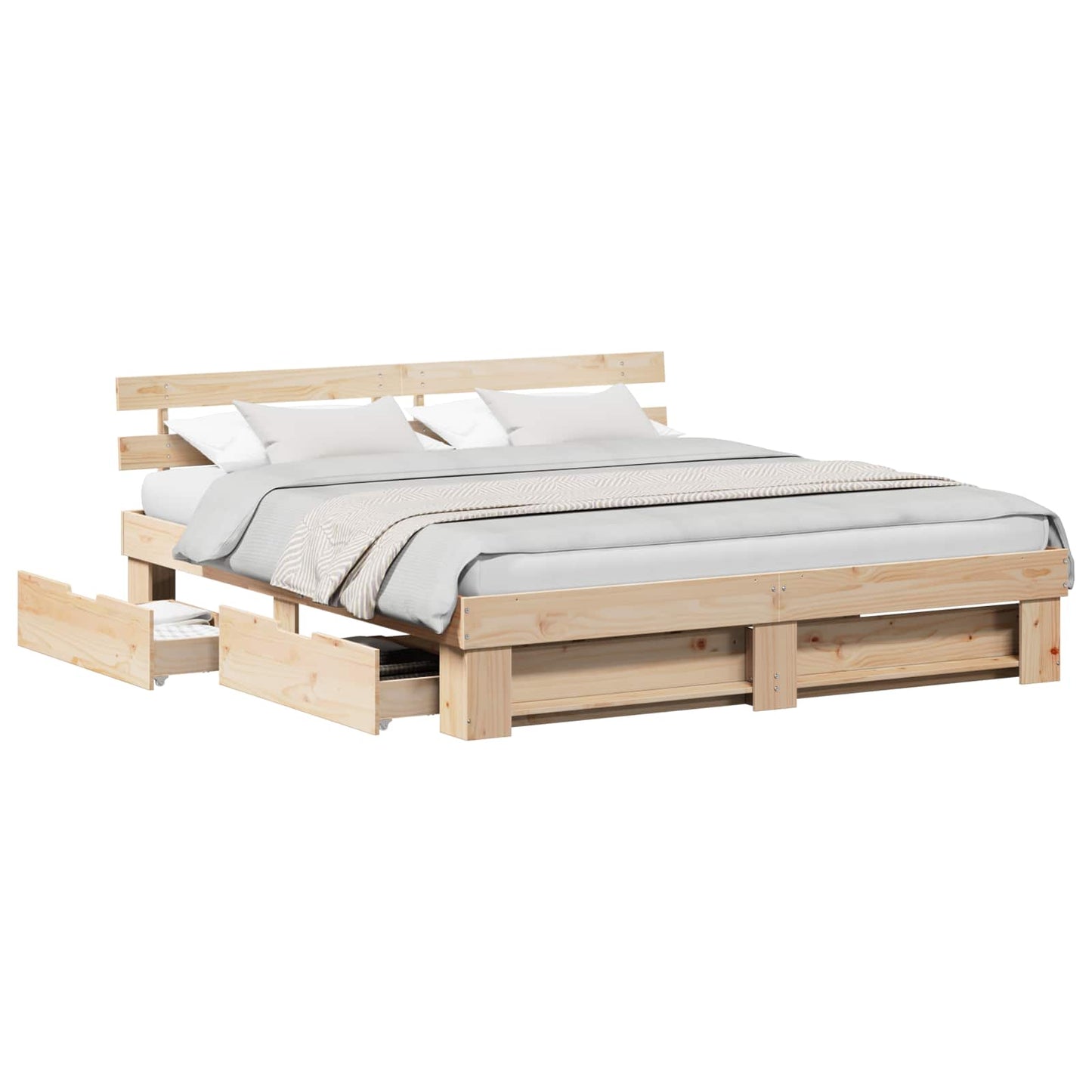 Bed Frame with Headboard Brown 180 x 200 cm Solid Pine Wood
