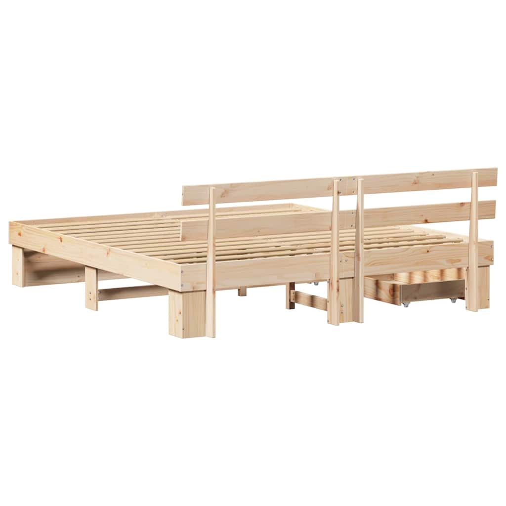 Bed Frame with Headboard Brown 180 x 200 cm Solid Pine Wood