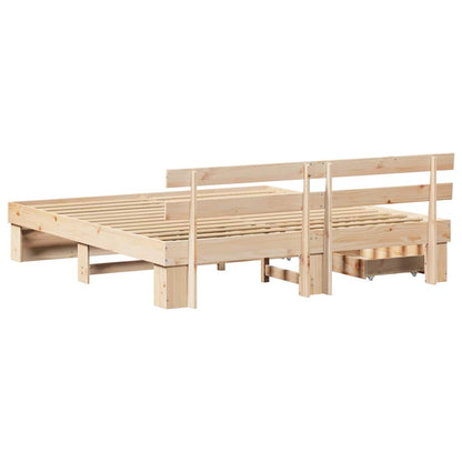 Bed Frame with Headboard Brown 180 x 200 cm Solid Pine Wood