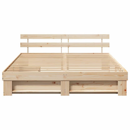 Bed Frame with Headboard Brown 180 x 200 cm Solid Pine Wood