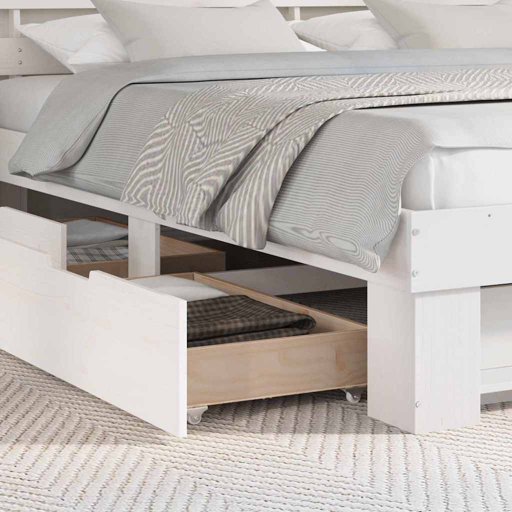 Bed Frame with Headboard White 180 x 200 cm Solid Pine Wood