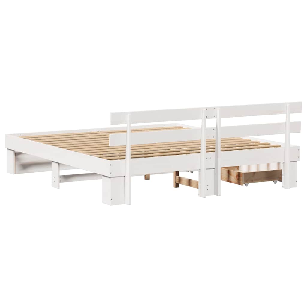 Bed Frame with Headboard White 180 x 200 cm Solid Pine Wood