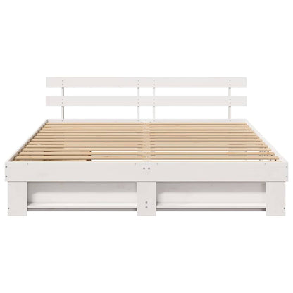 Bed Frame with Headboard White 180 x 200 cm Solid Pine Wood