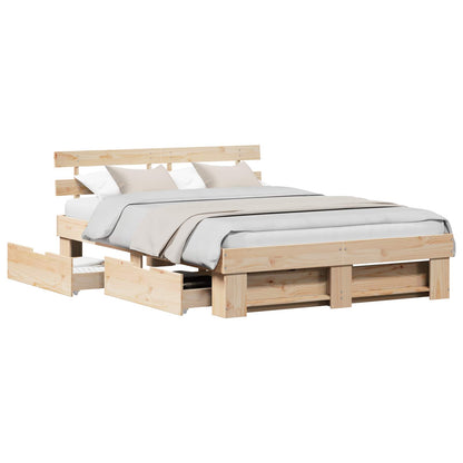 Bed Frame with Headboard Brown 160 x 200 cm Solid Pine Wood