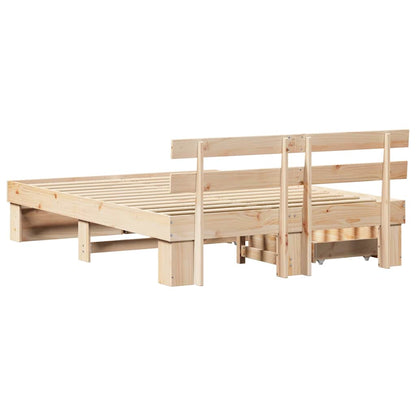 Bed Frame with Headboard Brown 160 x 200 cm Solid Pine Wood