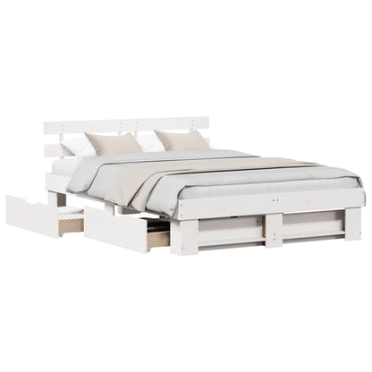 Bed Frame with Headboard White 160 x 200 cm Solid Pine Wood