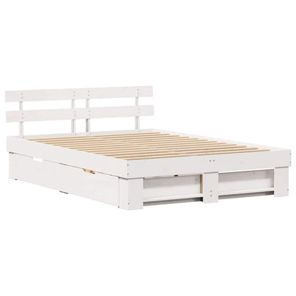 Bed Frame with Headboard White 160 x 200 cm Solid Pine Wood