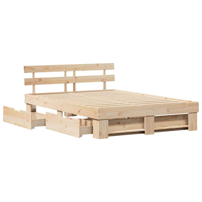 Bed Frame with Headboard Brown 150 x 200 cm Solid Pine Wood