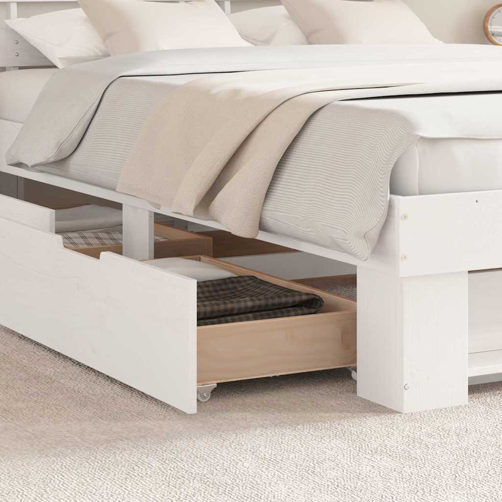 Bed Frame with Headboard White 150 x 200 cm Solid Pine Wood