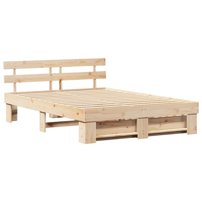 Bed Frame with Headboard Brown 140 x 200 cm Solid Pine Wood