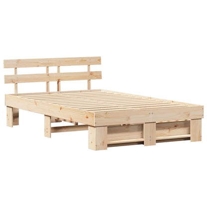 Bed Frame with Headboard Brown 120 x 200 cm Solid Pine Wood