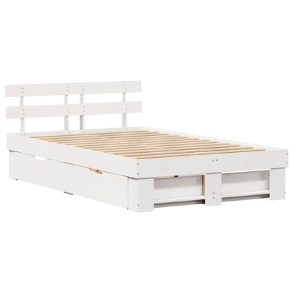 Bed Frame with Headboard White 120 x 200 cm Solid Pine Wood