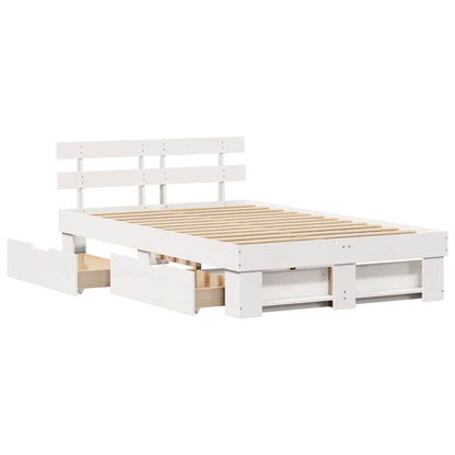 Bed Frame with Headboard White 120 x 200 cm Solid Pine Wood