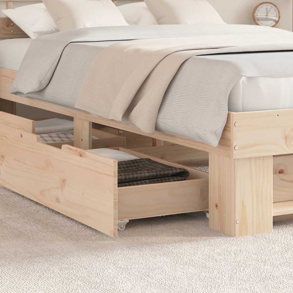 Bed Frame with Headboard Brown 140 x 190 cm Solid Pine Wood