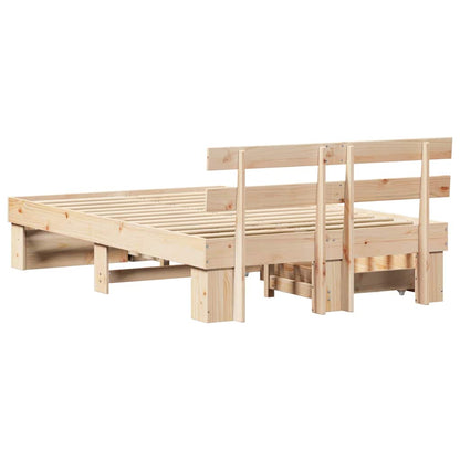 Bed Frame with Headboard Brown 140 x 190 cm Solid Pine Wood
