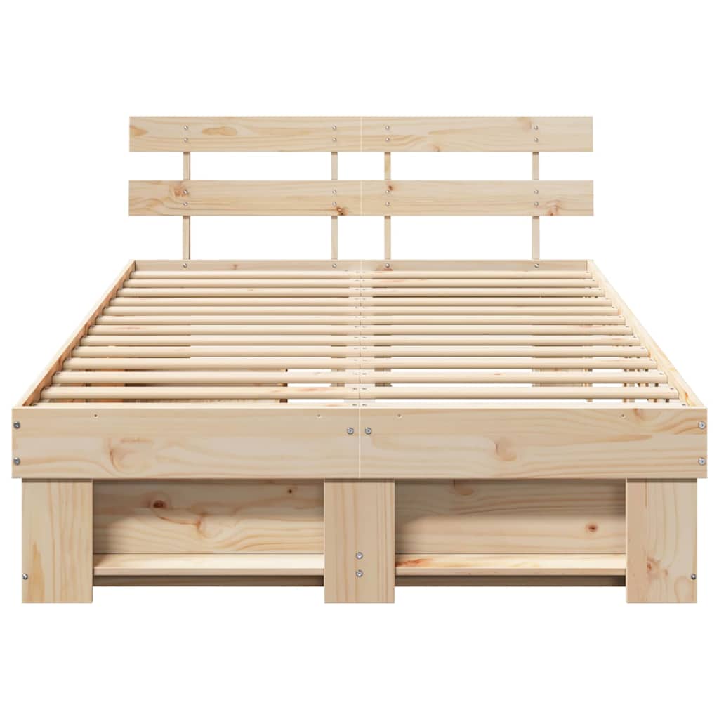 Bed Frame with Headboard Brown 140 x 190 cm Solid Pine Wood