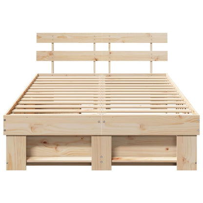 Bed Frame with Headboard Brown 140 x 190 cm Solid Pine Wood