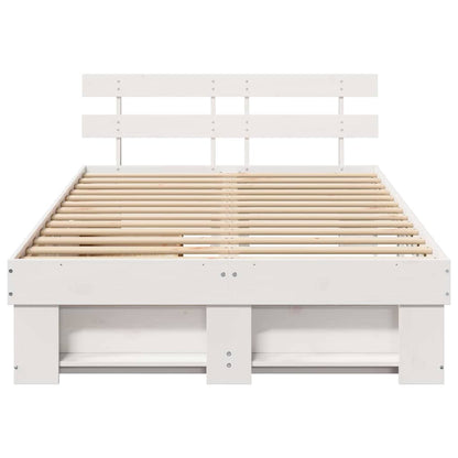 Bed Frame with Headboard White 135 x 190 cm Solid Pine Wood