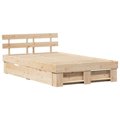 Bed Frame with Headboard Brown 120 x 190 cm Solid Pine Wood