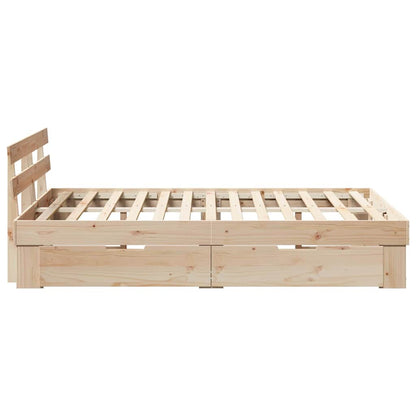 Bed Frame with Headboard Brown 120 x 190 cm Solid Pine Wood