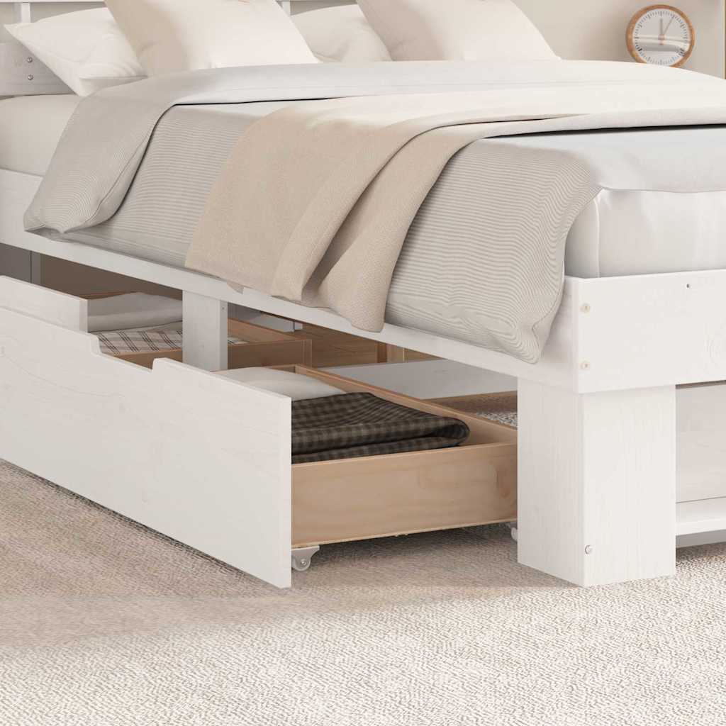 Bed Frame with Headboard White 120 x 190 cm Solid Pine Wood