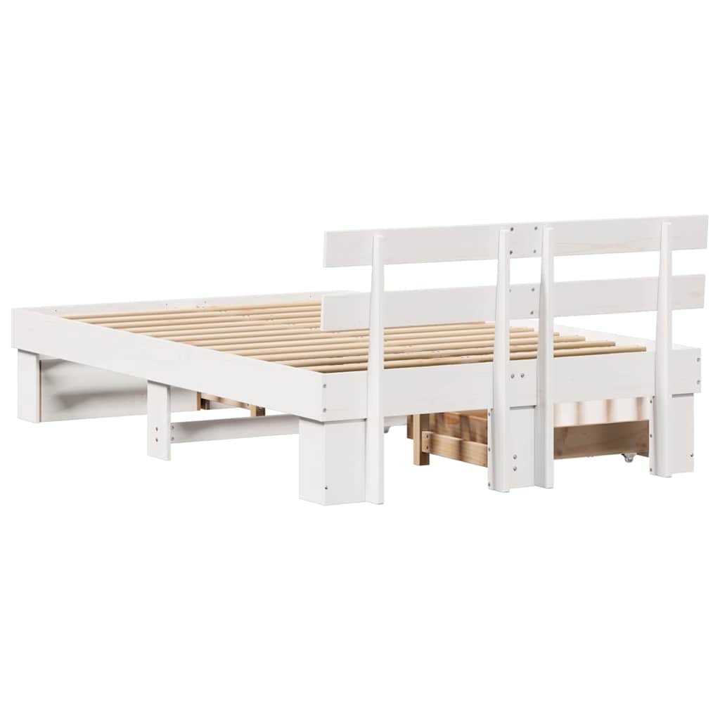 Bed Frame with Headboard White 120 x 190 cm Solid Pine Wood