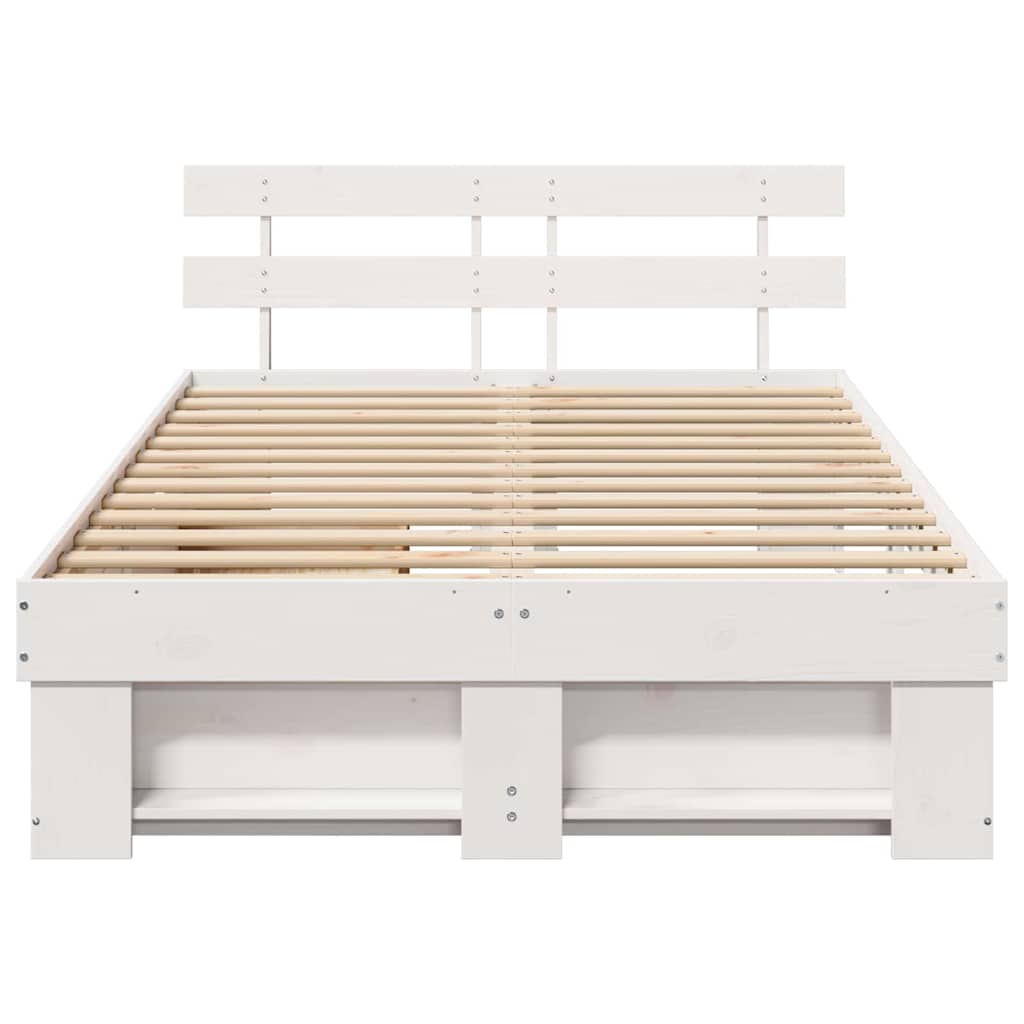 Bed Frame with Headboard White 120 x 190 cm Solid Pine Wood