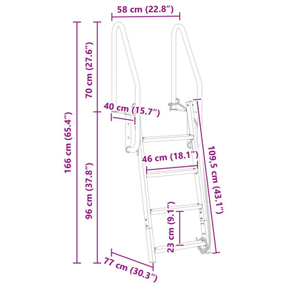 4-Step Dock Ladder Silver 58 x 77 x 166 cm Aluminium